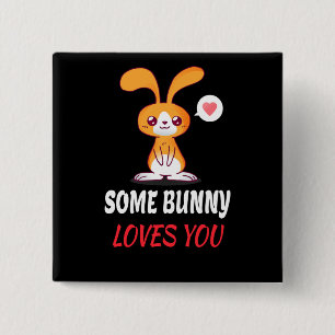 Sommige Bunny Houdt Van Jou In Partnerschap Vierkante Button 5,1 Cm