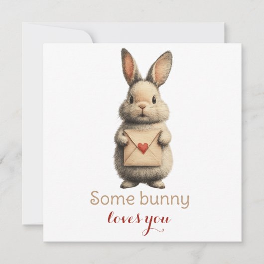 Sommige Bunny houdt van jou met liefdesbrief Kaart (Voorkant)