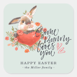 Sommige Bunny Houdt Van Jou | Paashaas Hart Vierkante Sticker