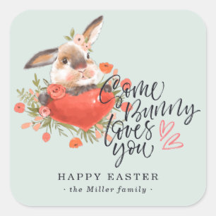 Sommige Bunny Houdt Van Jou   Paashaas Hart Vierkante Sticker