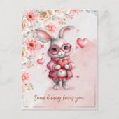 Sommige Bunny Houdt van Jou Romantische Roze Bunny Briefkaart (Voorkant)