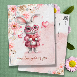 Sommige Bunny Houdt Van Jou Romantische Roze Konij Briefkaart