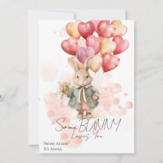 Sommige Bunny houdt van jou Valentijnsdag Rode Har Feestdagenkaart (Voorkant)