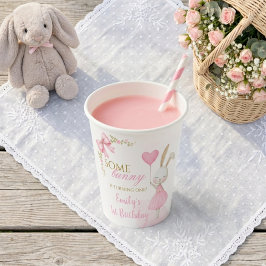 Sommige Bunny is Eén 1e Verjaardag Roze Strik Coqu Papieren Bekers