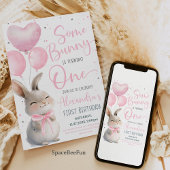 Sommige Bunny is één Bow Bunny 1ste verjaardag Kaart