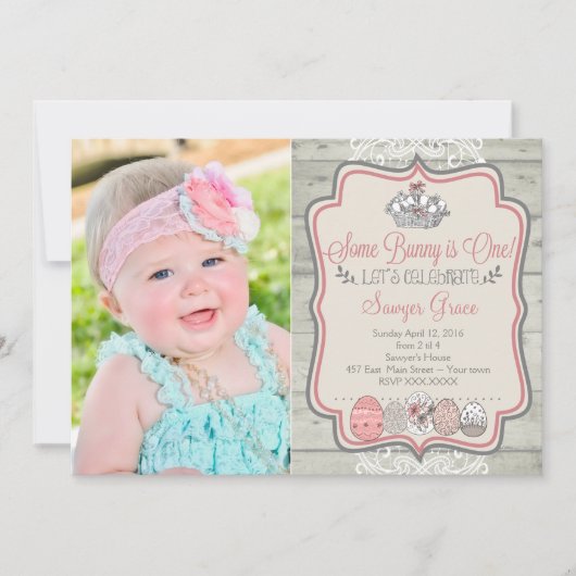 Sommige Bunny is één Pasen verjaardagsfeest uitnod Kaart (Voorkant)