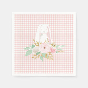 Sommige Bunny is één roze bloemetjes geruit verjaa Servet