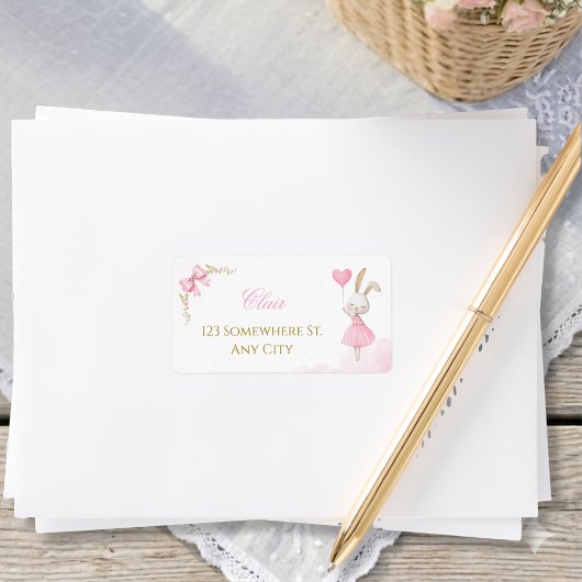 Sommige Bunny is Eén Roze Coquette Balelina Adres Etiket