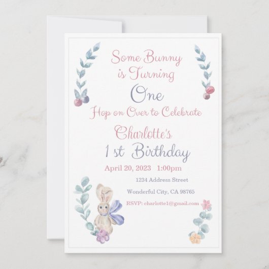 Sommige Bunny is één uitnodiging, Bunny één feestj Kaart (Voorkant)