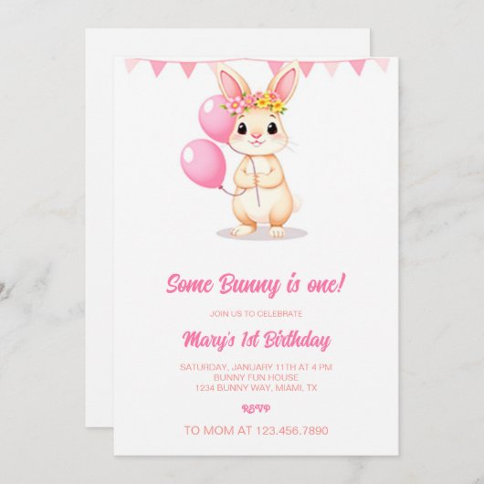 Sommige Bunny is één uitnodiging, Some Bunny is Tu Kaart (Voorkant / Achterkant)