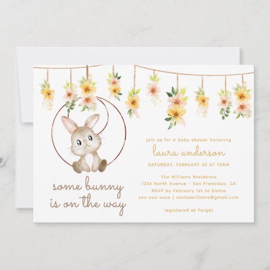 Sommige Bunny is op de Way Boho Rabbit Baby shower Kaart (Voorkant)