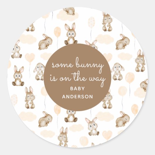 Sommige Bunny is op de Way Brown Neutral Baby show Ronde Sticker (Voorkant)