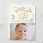 Sommige Bunny Pastel Geel Foto 1e verjaardag Kaart (Voorkant)