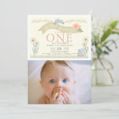 Sommige Bunny Pastel Geel Foto 1e verjaardag Kaart (Staand voorkant)