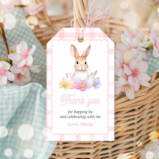 Sommige Bunny Pastel Lente Roze Bunny Verjaardagsg Cadeaulabel