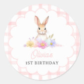 Sommige Bunny Pastel Lente Roze Bunny Verjaardagsg Ronde Sticker (Voorkant)