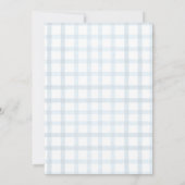 Sommige Bunny Pastel Spring Blue Gingham 1e Verjaa Kaart (Achterkant)