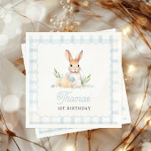 Sommige Bunny Pastel Spring Blue Gingham 1e Verjaa Servet