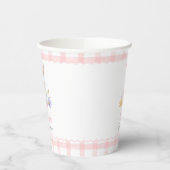 Sommige Bunny Pastel Spring Pink Gingham 1e verjaa Papieren Bekers (Links)