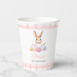 Sommige Bunny Pastel Spring Pink Gingham 1e verjaa Papieren Bekers