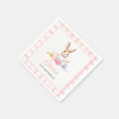 Sommige Bunny Pastel Spring Pink Gingham 1e verjaa Servet (Hoek)