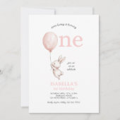 Sommige Bunny Pink Girl Spring Pasen 1e verjaardag Kaart (Voorkant)