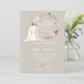 Sommige Bunny Special Baby shower Invitation (grij Kaart (Staand voorkant)