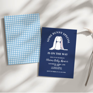 Sommige Bunny Special blauw gingham Baby shower Kaart