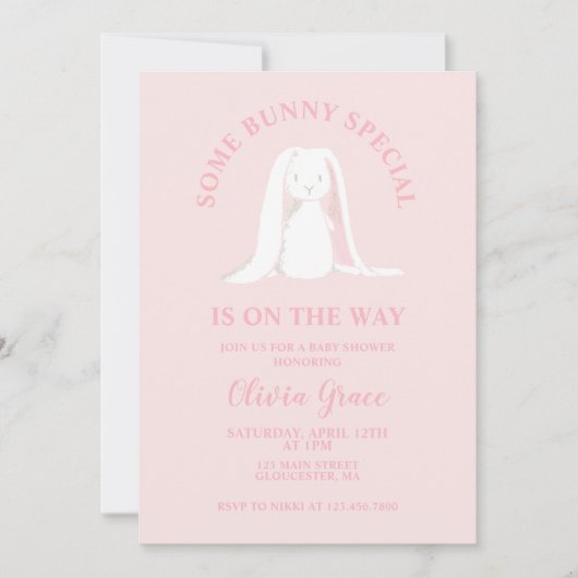 Sommige Bunny Special Pink Gingham Baby shower Kaart (Voorkant)