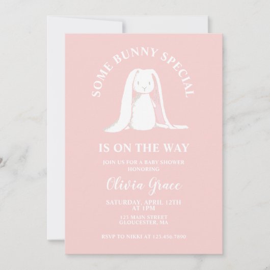 Sommige Bunny Special Pink Gingham Baby shower Kaart (Voorkant)