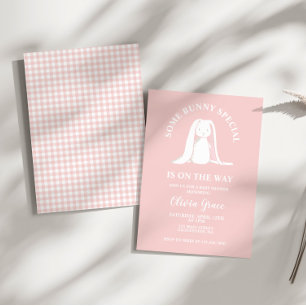 Sommige Bunny Special Pink Gingham Baby shower Kaart