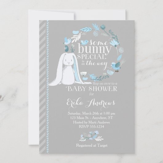 Sommige Bunny speciale Baby shower uitnodiging (Voorkant)