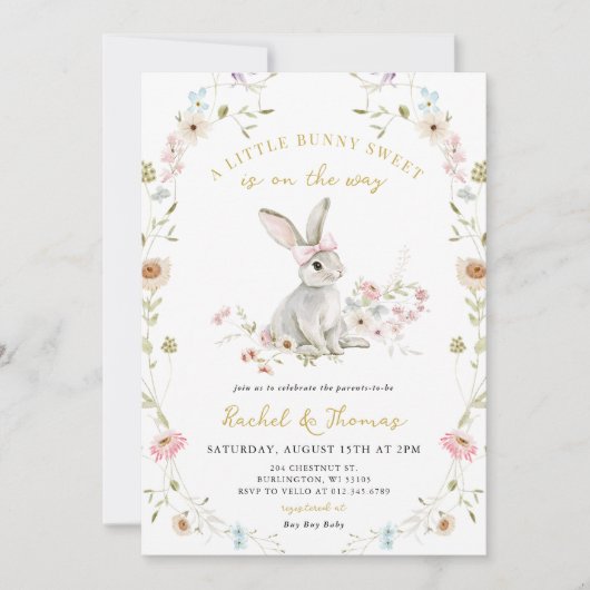 Sommige Bunny Wildflower Baby shower Geslacht Onth Kaart (Voorkant)