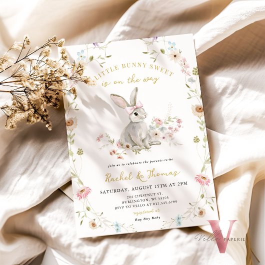Sommige Bunny Wildflower Baby shower Geslacht Onth Kaart