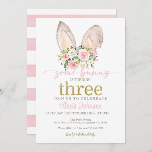 Sommige Bunny wordt DRIE Konijnenoren Kaart (Voorkant / Achterkant)