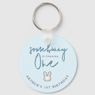 Sommige Bunny wordt één 1e verjaardagsfeestje Sleutelhanger