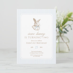 Sommige Bunny wordt twee blauw vintage verjaardag Kaart
