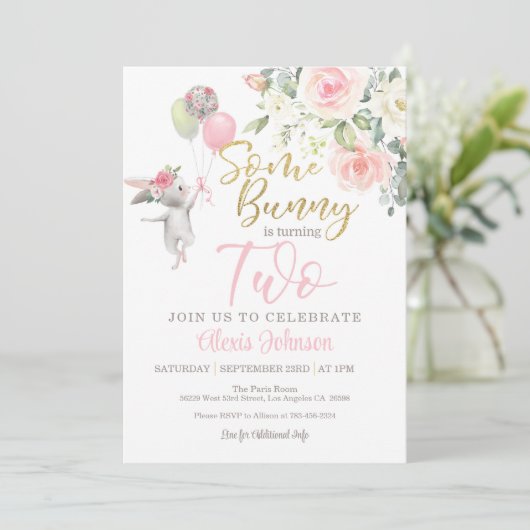Sommige Bunny wordt TWEE Uitnodiging (Staand voorkant)