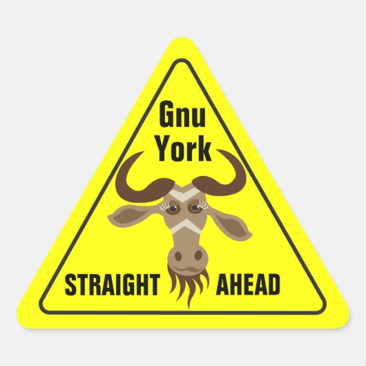 Sommige GNU Stuff_Road sign_Gnu York Straight Ahea Sticker (Voorkant)