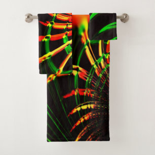 Sommige grasbladeren, brandkleuren in "bloempitten bad handdoek