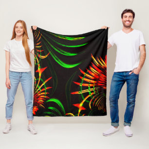 Sommige grasbladeren, brandkleuren in "bloempitten fleece deken