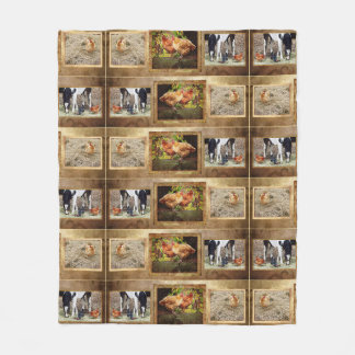 Sommige kippen en een paardenbanket fleece deken