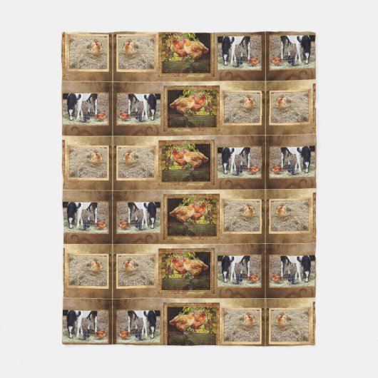 Sommige kippen en een paardenbanket fleece deken (Voorkant)