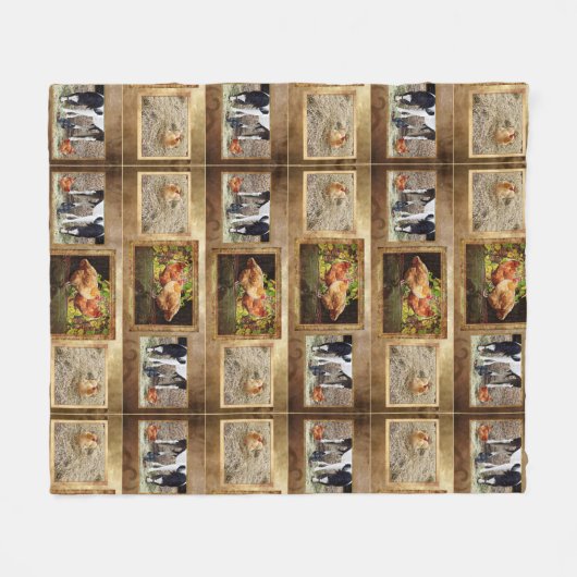 Sommige kippen en een paardenbanket fleece deken (Voorkant (Horizontaal))