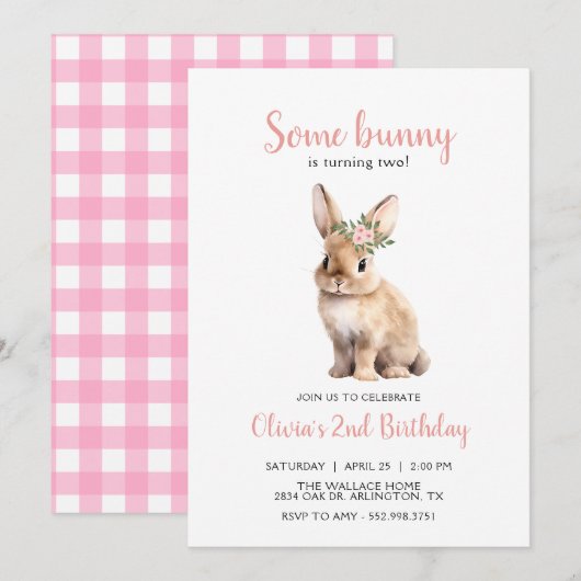 Sommige konijn bloemenkinderen verjaardagsfeestje  kaart (Voorkant / Achterkant)