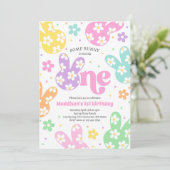 Sommige konijn Daisy Bloemen Pastel Lente 1e Verja Kaart (Staand voorkant)