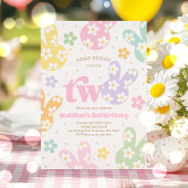 Sommige konijn Daisy Bloemen Pastel Lente 2e Verja Kaart