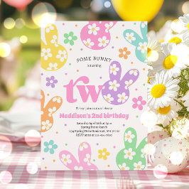 Sommige konijn Daisy Bloemen Pastel Lente 2e Verja Kaart