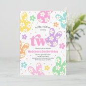 Sommige konijn Daisy Bloemen Pastel Lente 2e Verja Kaart (Staand voorkant)