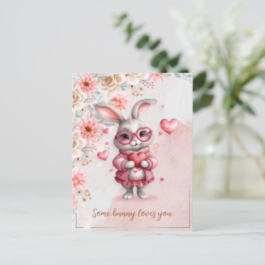 Sommige konijn houdt van je romantische roze konij briefkaart (Staand voorkant)